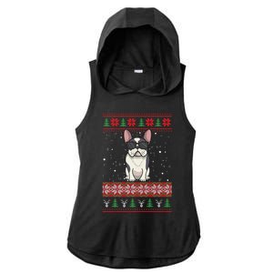 French Bulldog Ugly Christmas Sweater Gift Ladies PosiCharge Tri-Blend Wicking Draft Hoodie Tank