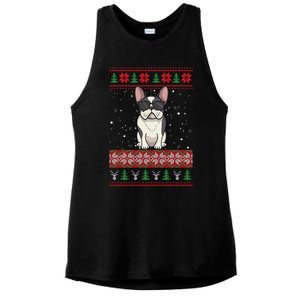 French Bulldog Ugly Christmas Sweater Gift Ladies PosiCharge Tri-Blend Wicking Tank