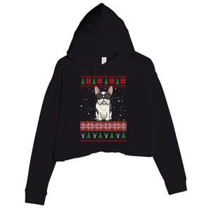 French Bulldog Ugly Christmas Sweater Gift Crop Fleece Hoodie