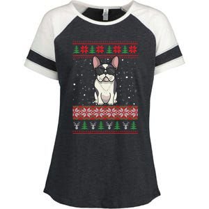 French Bulldog Ugly Christmas Sweater Gift Enza Ladies Jersey Colorblock Tee