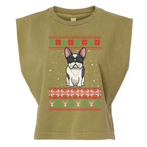 French Bulldog Ugly Christmas Sweater Gift Garment-Dyed Women's Muscle Tee