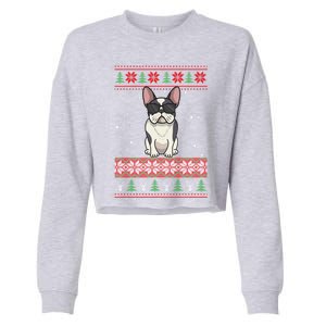 French Bulldog Ugly Christmas Sweater Gift Cropped Pullover Crew