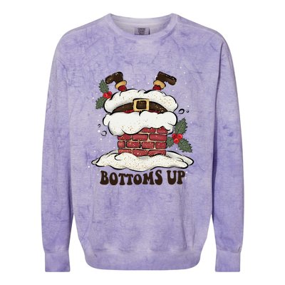 Funny Bottoms Up Santa Claus Christmas Holiday Drinking Colorblast Crewneck Sweatshirt