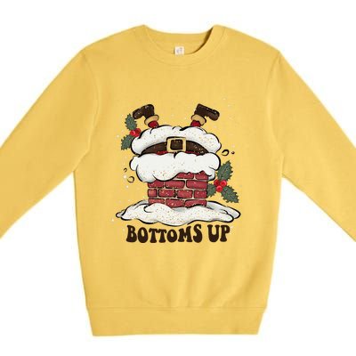 Funny Bottoms Up Santa Claus Christmas Holiday Drinking Premium Crewneck Sweatshirt