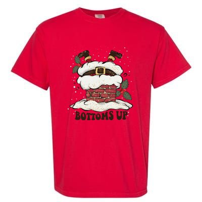 Funny Bottoms Up Santa Claus Christmas Holiday Drinking Garment-Dyed Heavyweight T-Shirt