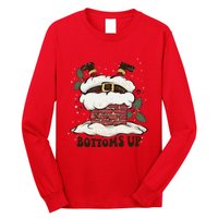 Funny Bottoms Up Santa Claus Christmas Holiday Drinking Long Sleeve Shirt