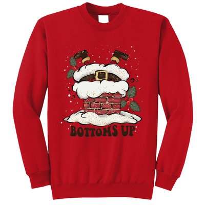 Funny Bottoms Up Santa Claus Christmas Holiday Drinking Sweatshirt