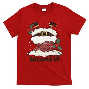 Funny Bottoms Up Santa Claus Christmas Holiday Drinking T-Shirt