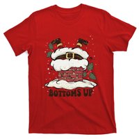 Funny Bottoms Up Santa Claus Christmas Holiday Drinking T-Shirt