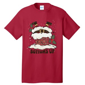 Funny Bottoms Up Santa Claus Christmas Holiday Drinking Tall T-Shirt