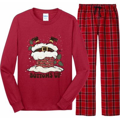 Funny Bottoms Up Santa Claus Christmas Holiday Drinking Long Sleeve Pajama Set