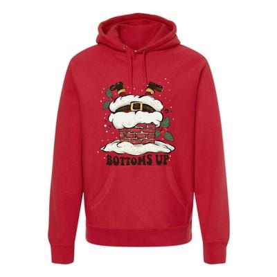 Funny Bottoms Up Santa Claus Christmas Holiday Drinking Premium Hoodie