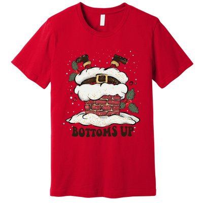 Funny Bottoms Up Santa Claus Christmas Holiday Drinking Premium T-Shirt