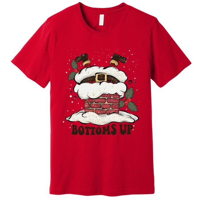 Funny Bottoms Up Santa Claus Christmas Holiday Drinking Premium T-Shirt