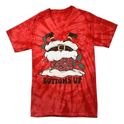 Funny Bottoms Up Santa Claus Christmas Holiday Drinking Tie-Dye T-Shirt