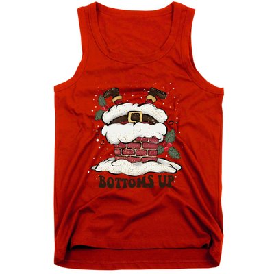 Funny Bottoms Up Santa Claus Christmas Holiday Drinking Tank Top