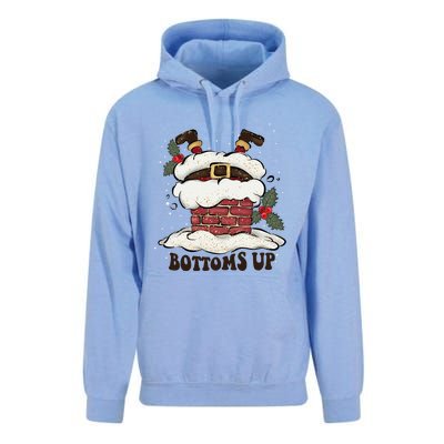 Funny Bottoms Up Santa Claus Christmas Holiday Drinking Unisex Surf Hoodie