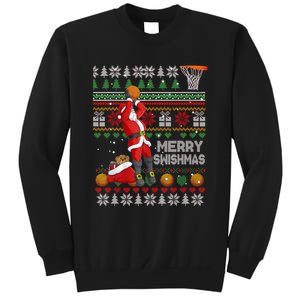 Funny Basketball Ugly Christmas Sweater Santa Merry Swishmas Sweatshirt Sweatshirt