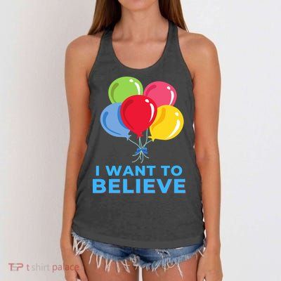 Funny Balloon UFO China Hoax Fake News Women's Knotted Racerback Tank