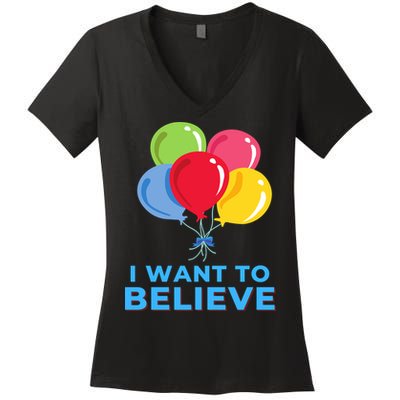 Funny Balloon UFO China Hoax Fake News Women's V-Neck T-Shirt