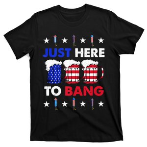 Funny Beer US Flag Tees 4th of July I'm Just Here To Bang T-Shirt