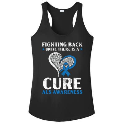 Fighting Back Until There Is A Cure ALS Awareness Ladies PosiCharge Competitor Racerback Tank