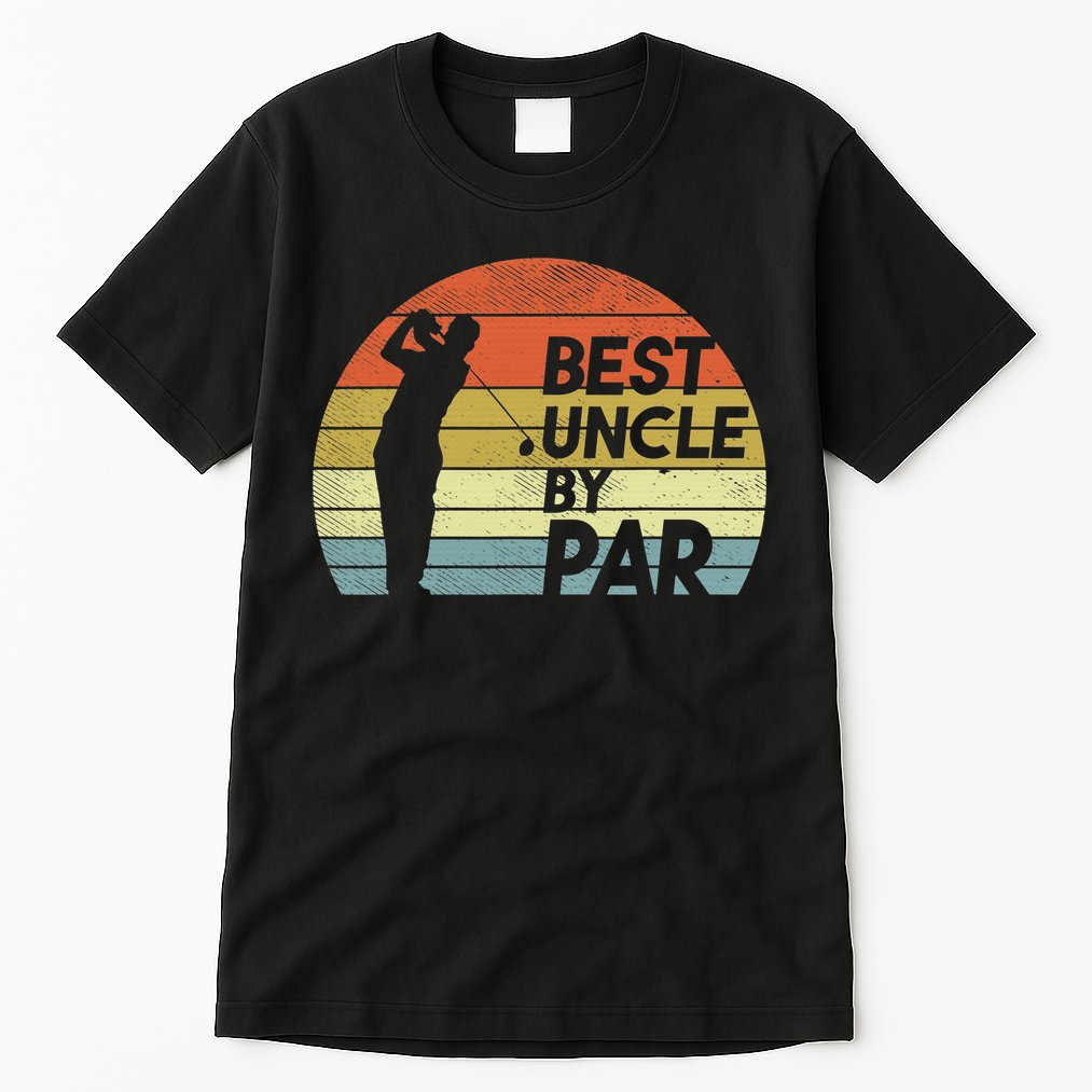 Funny Best Uncle By Par Fathers Day Golf Golfing Tall T-Shirt
