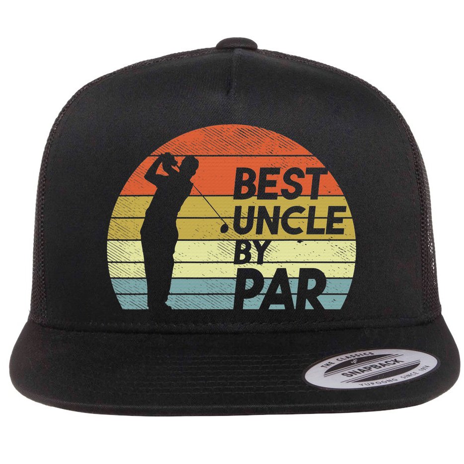 Funny Best Uncle By Par Fathers Day Golf Golfing Flat Bill Trucker Hat