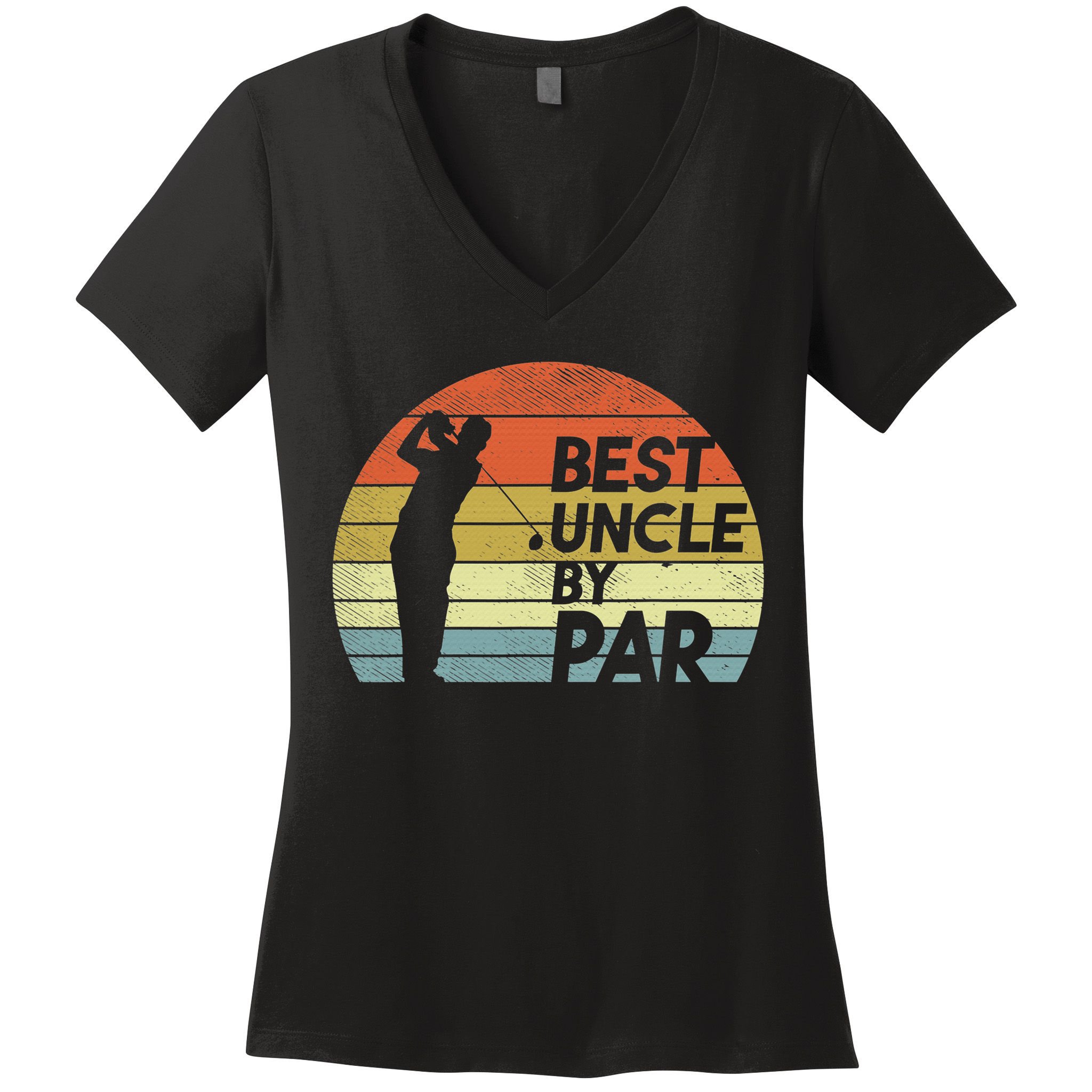 Funny Best Uncle By Par Fathers Day Golf Golfing Women's V-Neck T-Shirt
