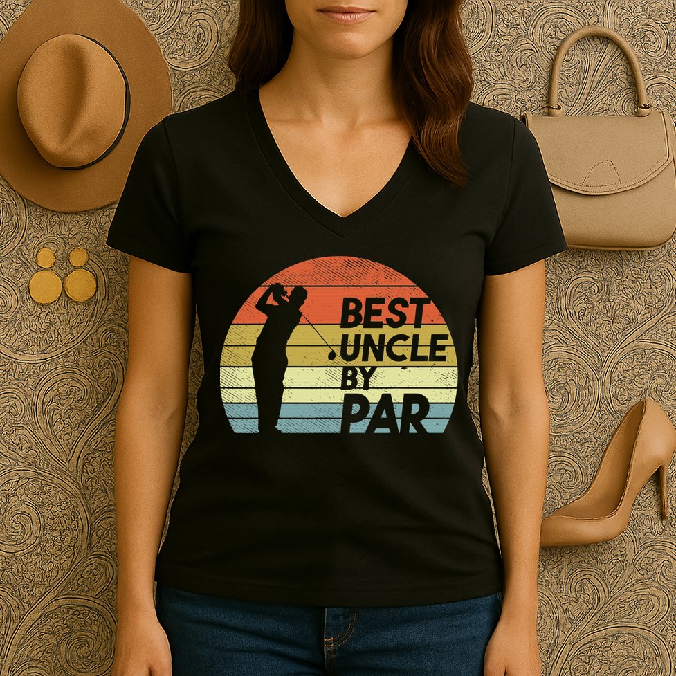Funny Best Uncle By Par Fathers Day Golf Golfing Women's V-Neck T-Shirt