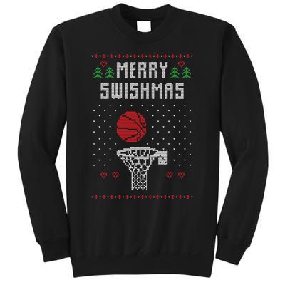 Funny Basketball Ugly Christmas Sweater Gift Merry Swishmas Sweatshirt