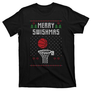 Funny Basketball Ugly Christmas Sweater Gift Merry Swishmas T-Shirt