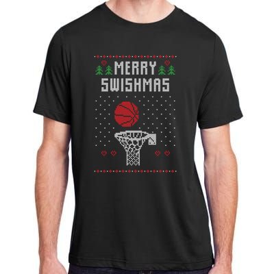 Funny Basketball Ugly Christmas Sweater Gift Merry Swishmas Adult ChromaSoft Performance T-Shirt