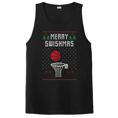 Funny Basketball Ugly Christmas Sweater Gift Merry Swishmas PosiCharge Competitor Tank