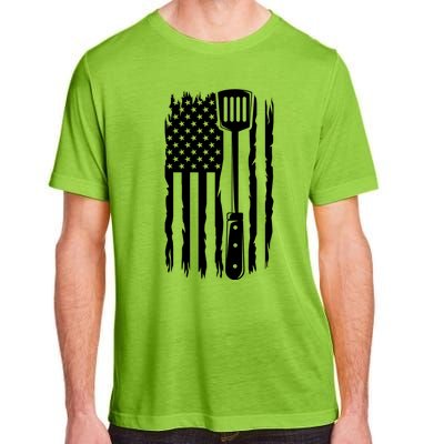 Funny Bbq Us Flag American Chef Grillfather Barbecue Grillin Gift Adult ChromaSoft Performance T-Shirt