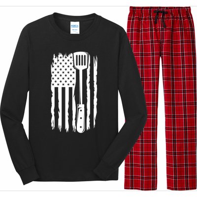 Funny Bbq Us Flag American Chef Grillfather Barbecue Grillin Gift Long Sleeve Pajama Set