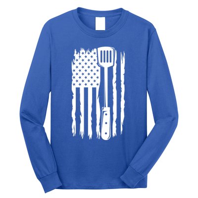 Funny Bbq Us Flag American Chef Grillfather Barbecue Grillin Gift Long Sleeve Shirt