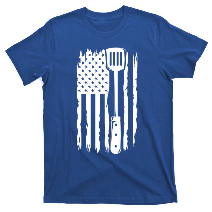 Funny Bbq Us Flag American Chef Grillfather Barbecue Grillin Gift T-Shirt