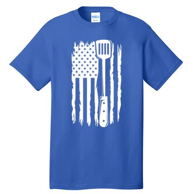 Funny Bbq Us Flag American Chef Grillfather Barbecue Grillin Gift Tall T-Shirt