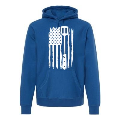 Funny Bbq Us Flag American Chef Grillfather Barbecue Grillin Gift Premium Hoodie