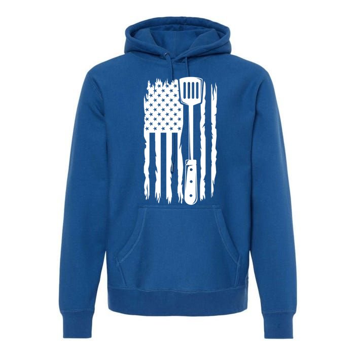 Funny Bbq Us Flag American Chef Grillfather Barbecue Grillin Gift Premium Hoodie