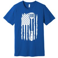 Funny Bbq Us Flag American Chef Grillfather Barbecue Grillin Gift Premium T-Shirt