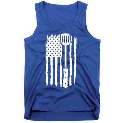 Funny Bbq Us Flag American Chef Grillfather Barbecue Grillin Gift Tank Top