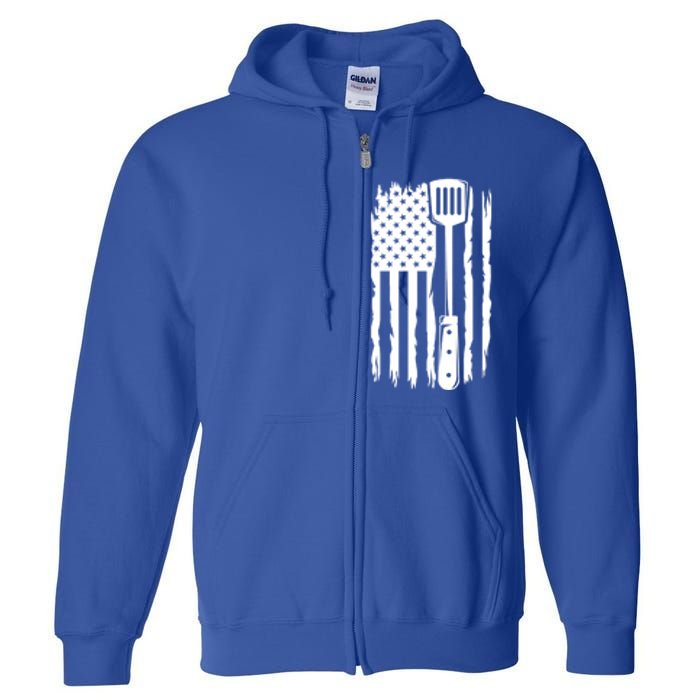 Funny Bbq Us Flag American Chef Grillfather Barbecue Grillin Gift Full Zip Hoodie