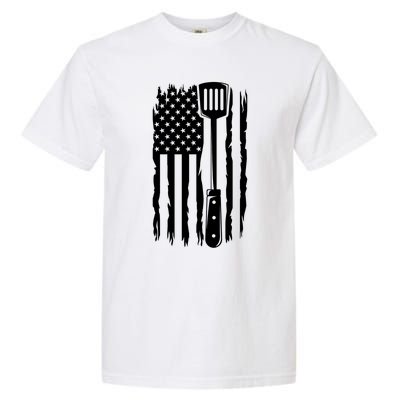 Funny Bbq Us Flag American Chef Grillfather Barbecue Grillin Gift Garment-Dyed Heavyweight T-Shirt