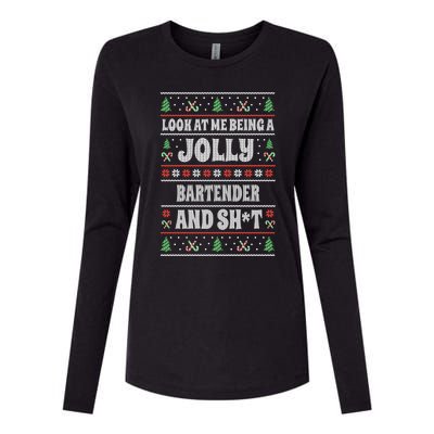 Funny Bartender Ugly Christmas Design Xmas Themed Gift Womens Cotton Relaxed Long Sleeve T-Shirt