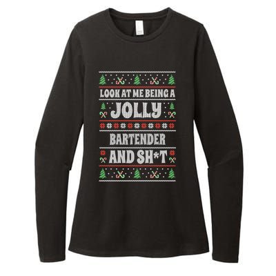 Funny Bartender Ugly Christmas Design Xmas Themed Gift Womens CVC Long Sleeve Shirt