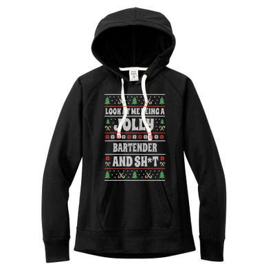 Funny Bartender Ugly Christmas Design Xmas Themed Gift Women's Fleece Hoodie