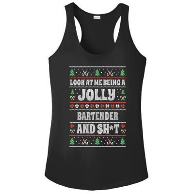 Funny Bartender Ugly Christmas Design Xmas Themed Gift Ladies PosiCharge Competitor Racerback Tank