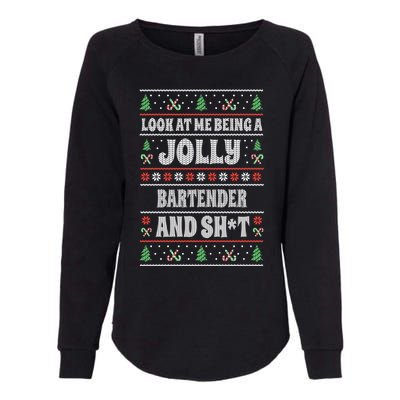 Funny Bartender Ugly Christmas Design Xmas Themed Gift Womens California Wash Sweatshirt